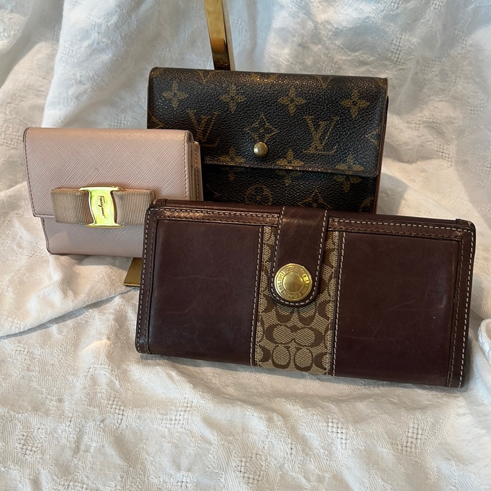 LV, Ferragamo & Coach Wallet Bundle